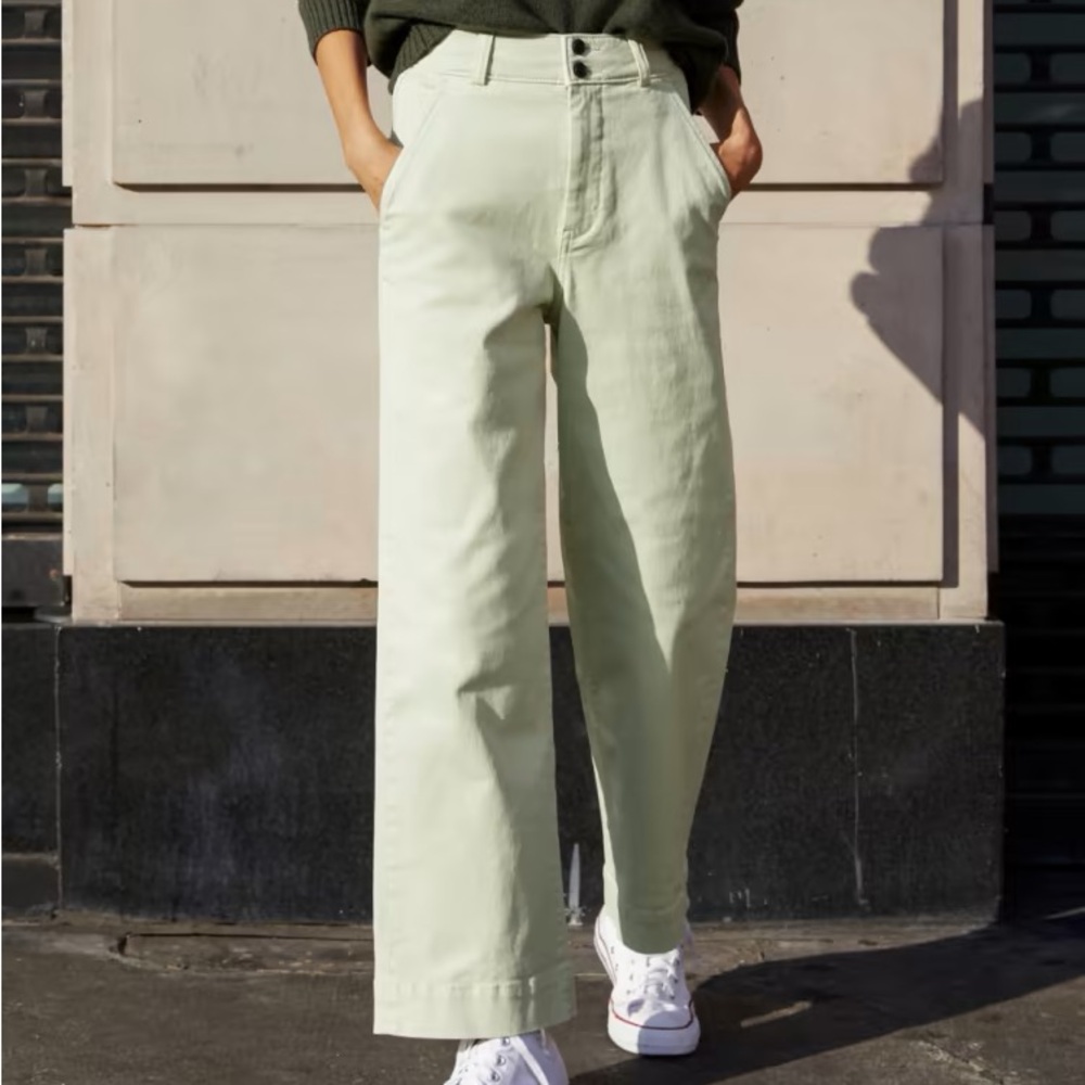 NWOT Everlane Size 0 The Organic Wide-Leg Pant in Seafoam Green